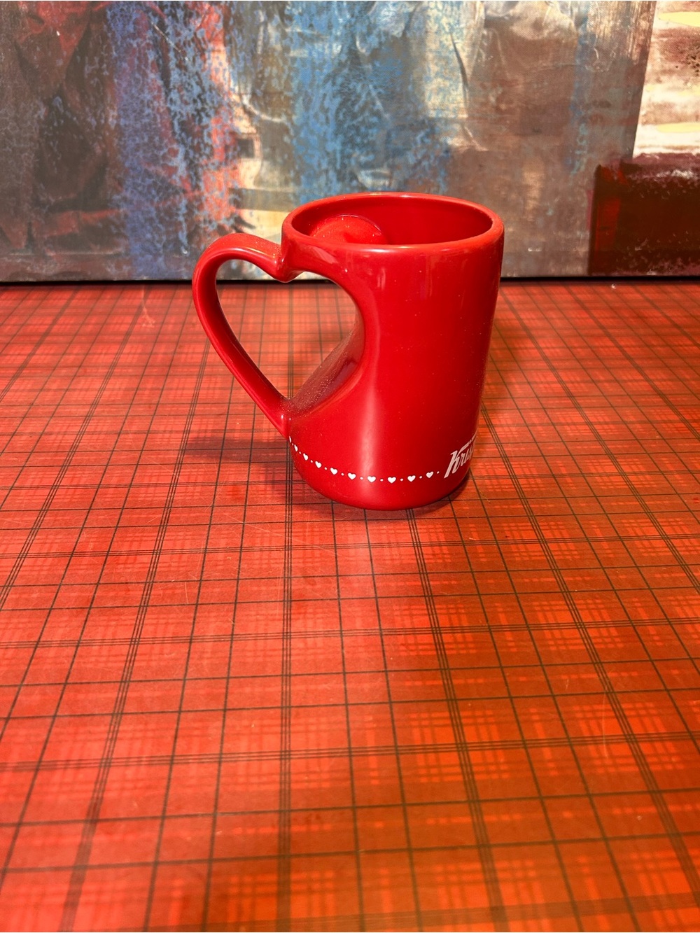 VTG Red KRISPY KREME Mug With Heart Shaped Handle